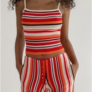Orseund Iris Red and Cream Striped Knit Top